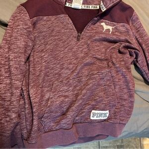 PINK Maroon Quarter-Zip Sweatshirt
